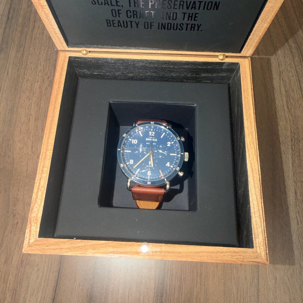 Like new shinola canfield sport chronograph watch
(45mm)
